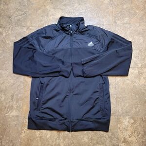 Adidas Training Track Jacket Mens Large L Black Full Zip Long Sleeve Activewear